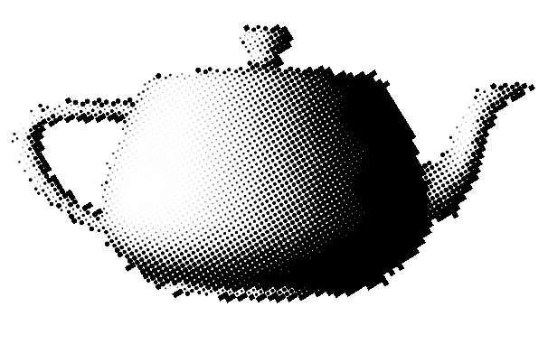 screenshot: halftone shades teapot